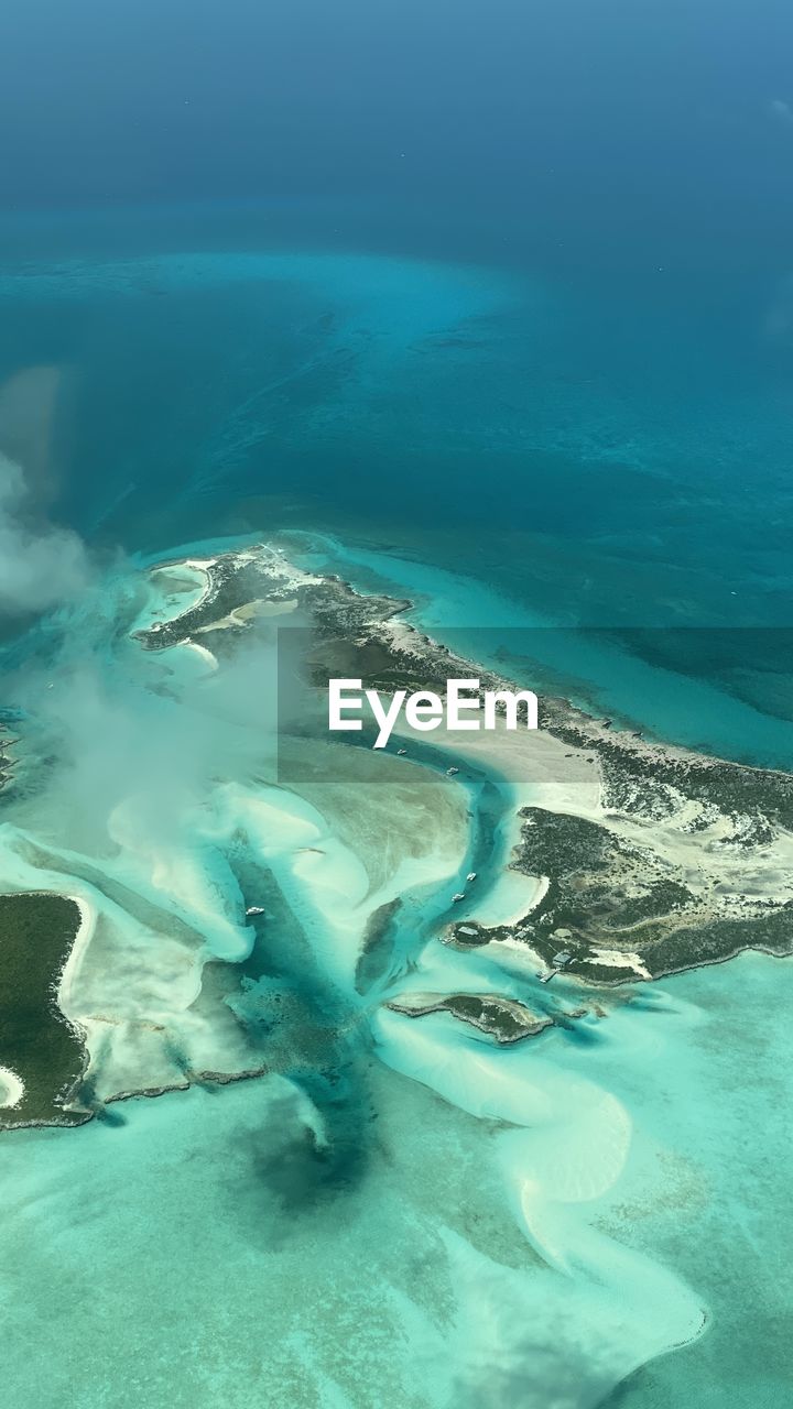 AERIAL VIEW OF SEA AND BLUE SKY