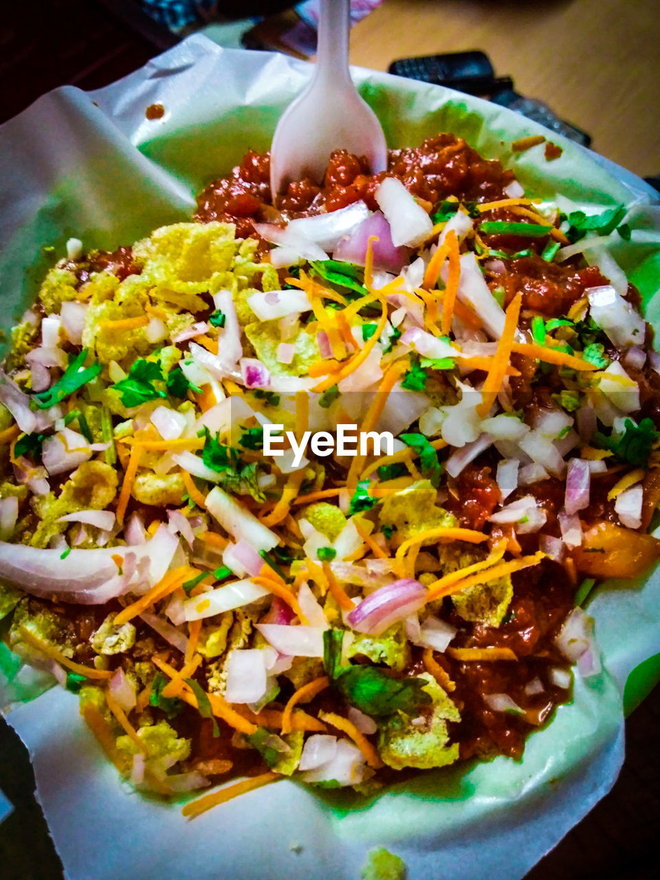 HIGH ANGLE VIEW OF MEAL SERVED IN PLATE