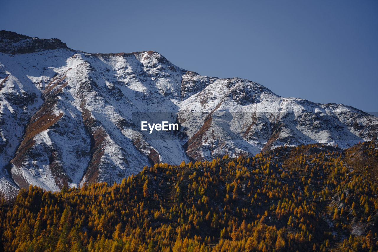 SCENIC VIEW OF SNOWCAPPED MOUNTAIN AGAINST CLEAR SKY