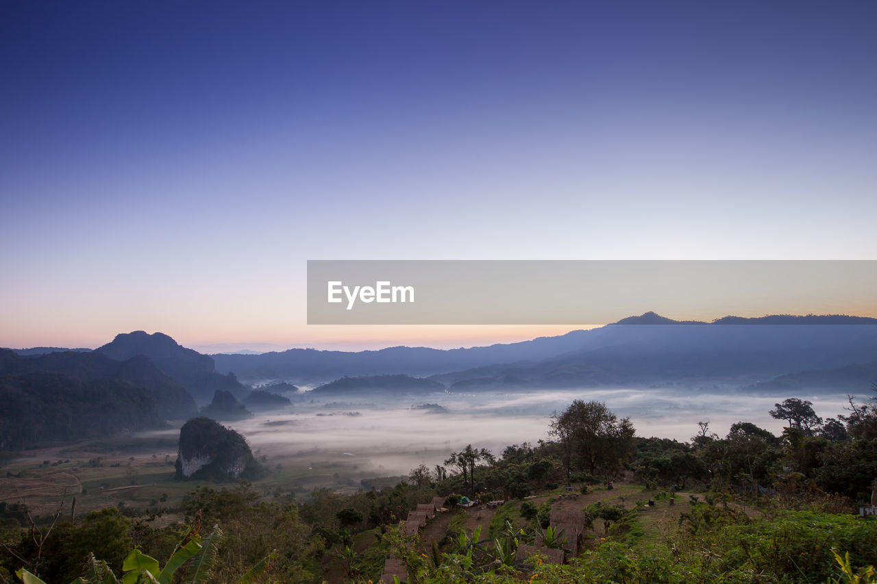 SCENIC VIEW OF MOUNTAINS AGAINST CLEAR SKY