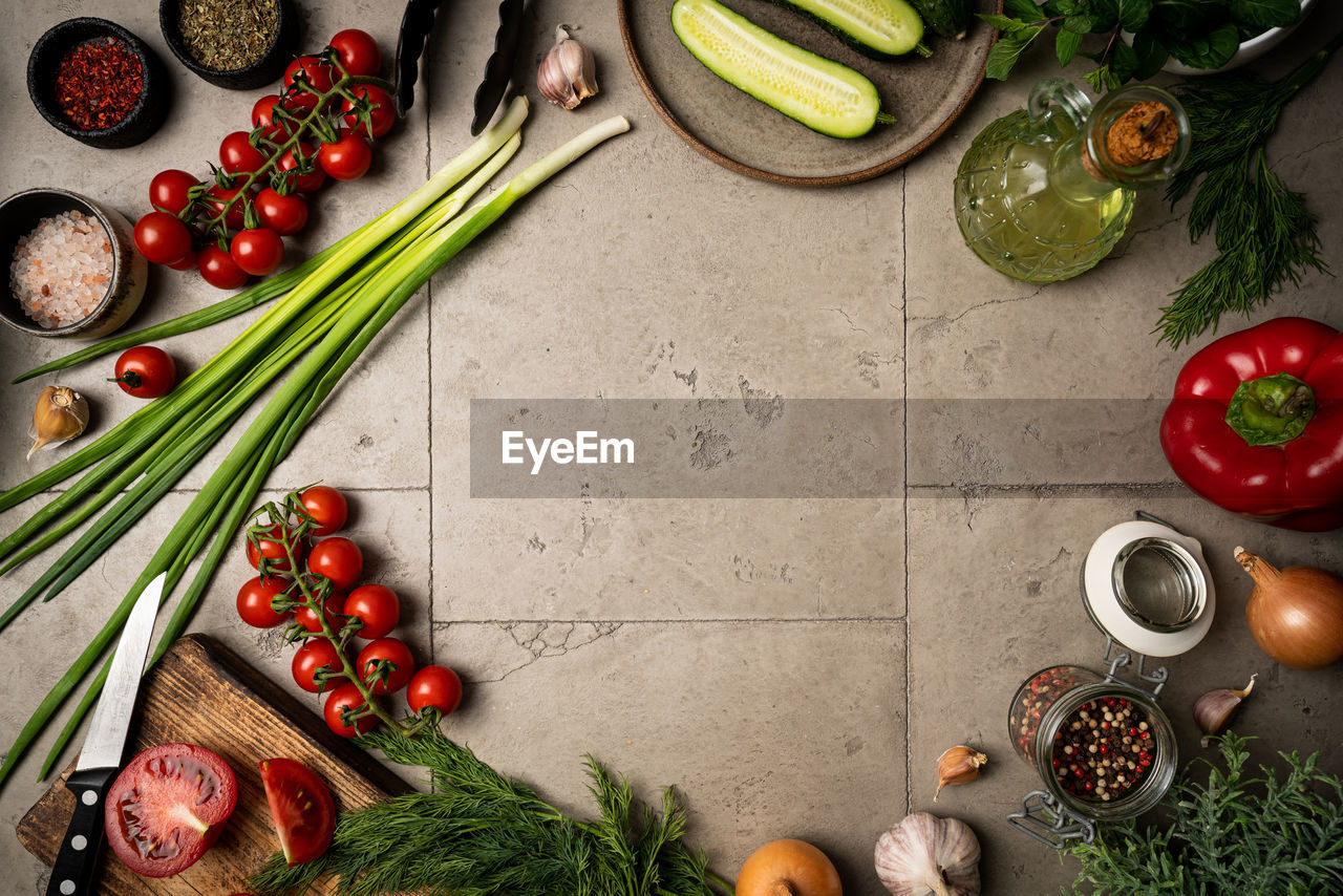 directly above shot of vegetables on table