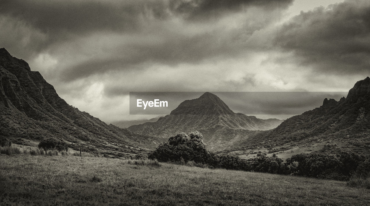 Scenic view of mountains against sky