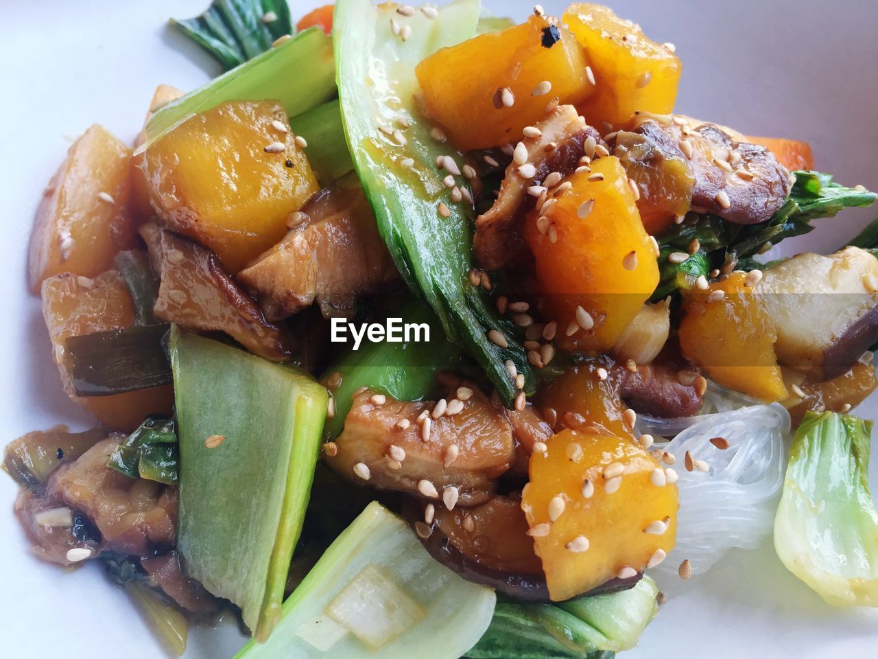 Close-up of asian food served in plate