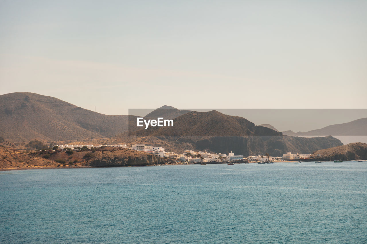 Views of escullos beach and surroundings, in almeria, spain