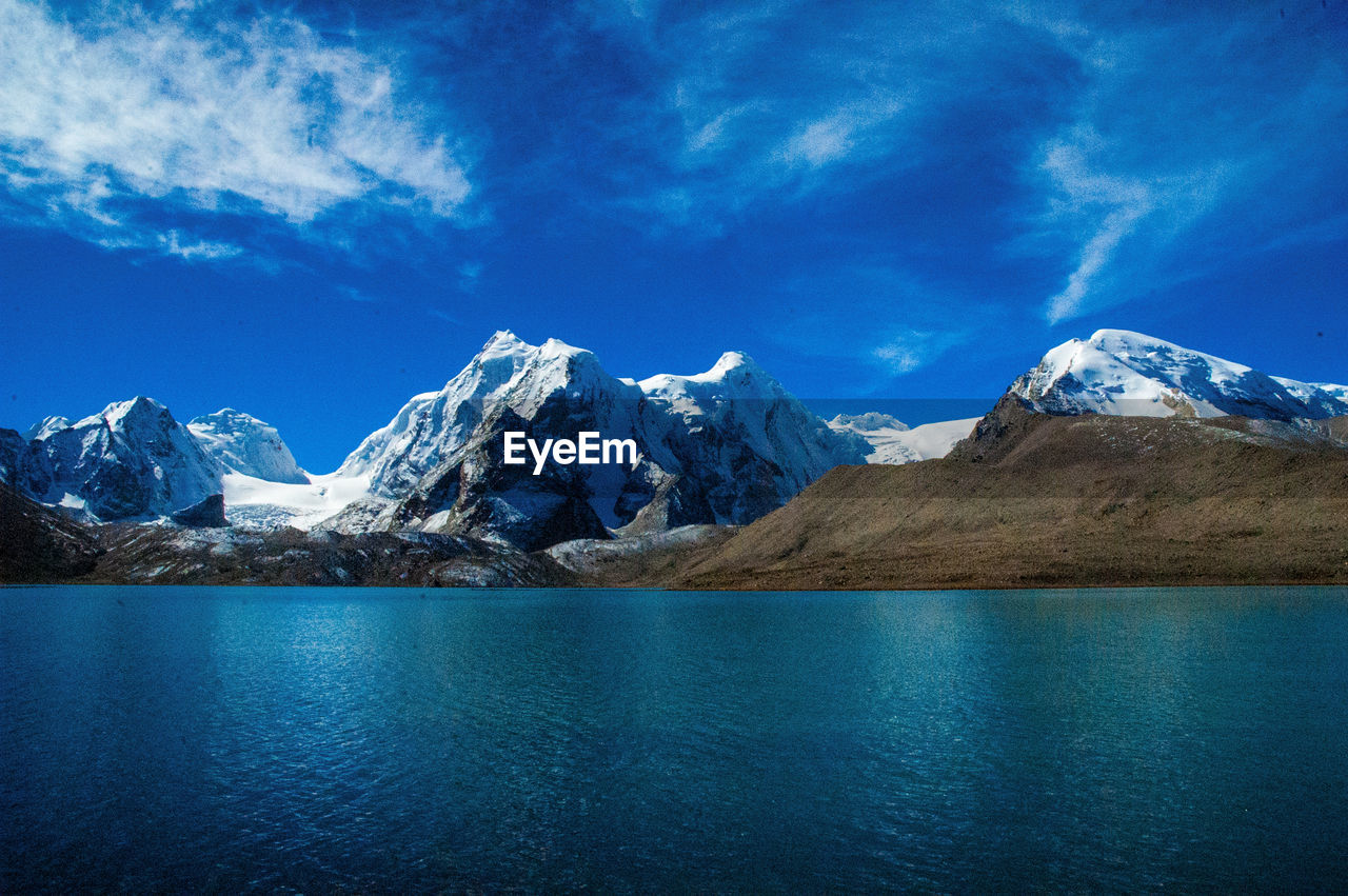 SNOWCAPPED MOUNTAINS AGAINST BLUE SKY