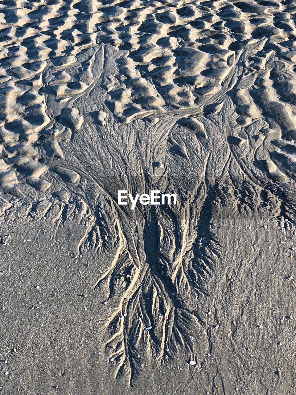 HIGH ANGLE VIEW OF SAND ON SHORE