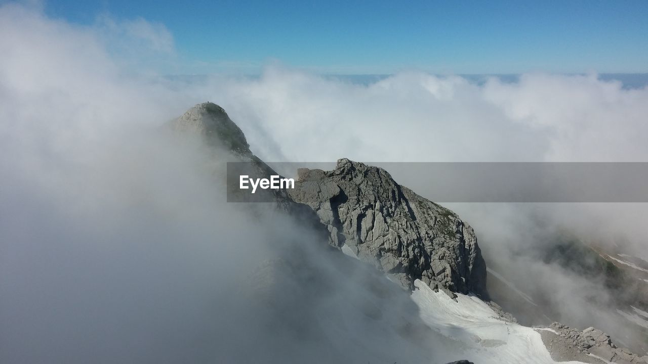 Panoramic view of mountain range against sky