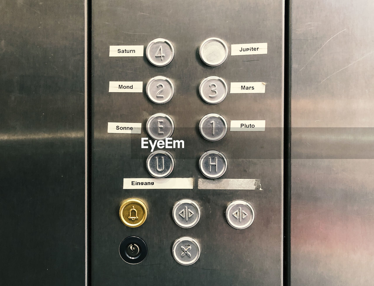 Close-up of buttons in elevator
