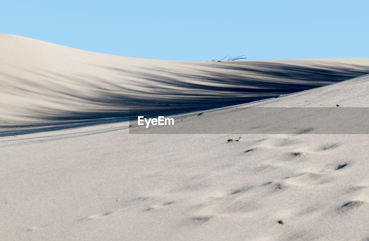 Scenic view of desert against clear sky