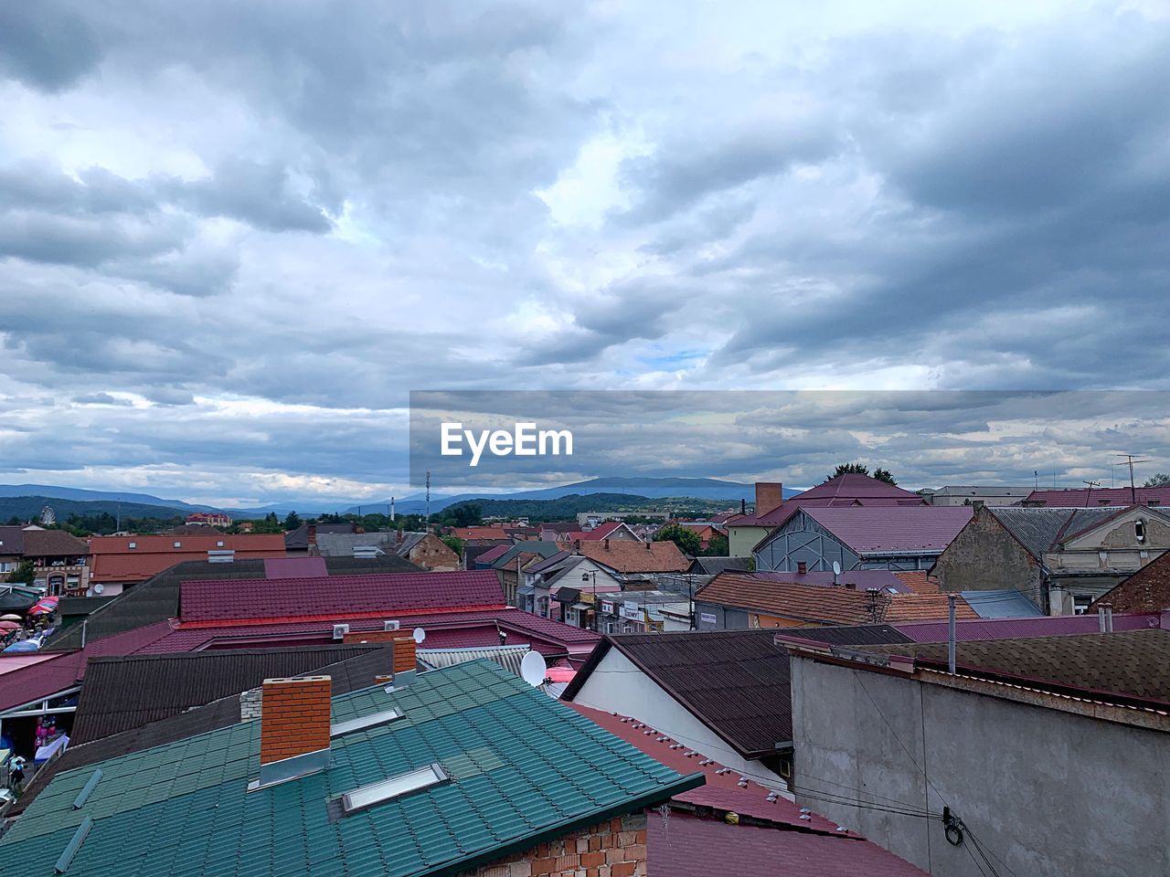 High angle view of townscape against sky