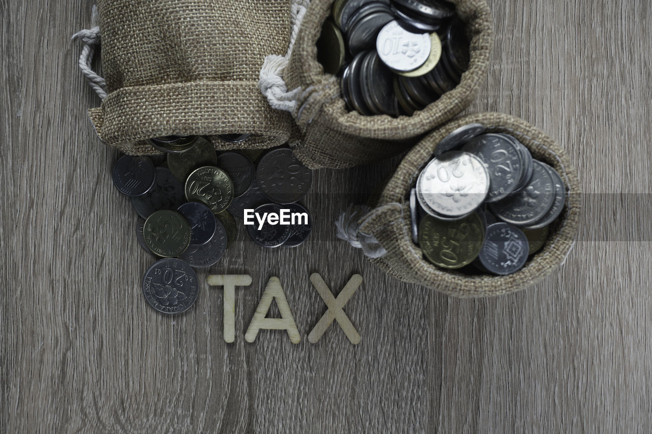 Tax concept with coins