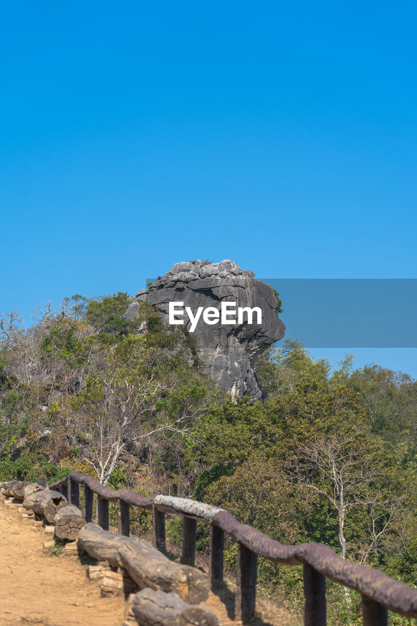 SCENIC VIEW OF ROCKS AGAINST CLEAR BLUE SKY