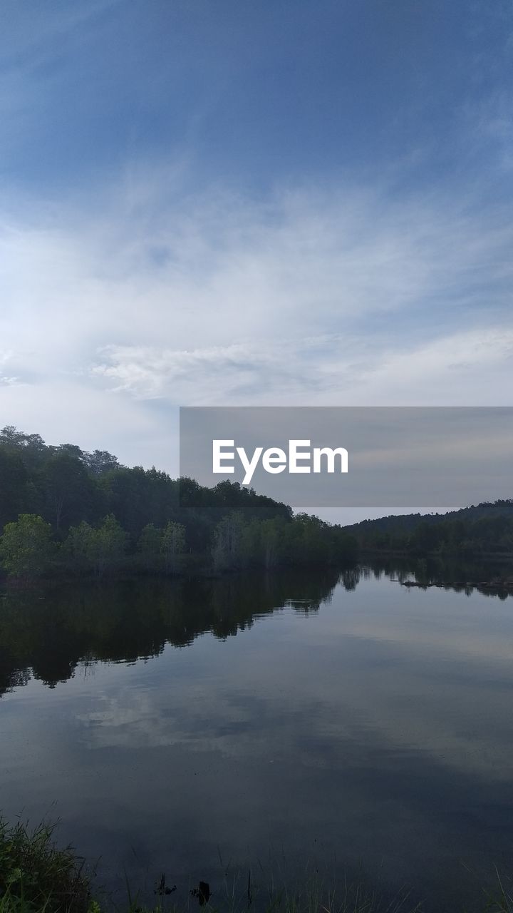 SCENIC VIEW OF LAKE WITH REFLECTION AGAINST SKY