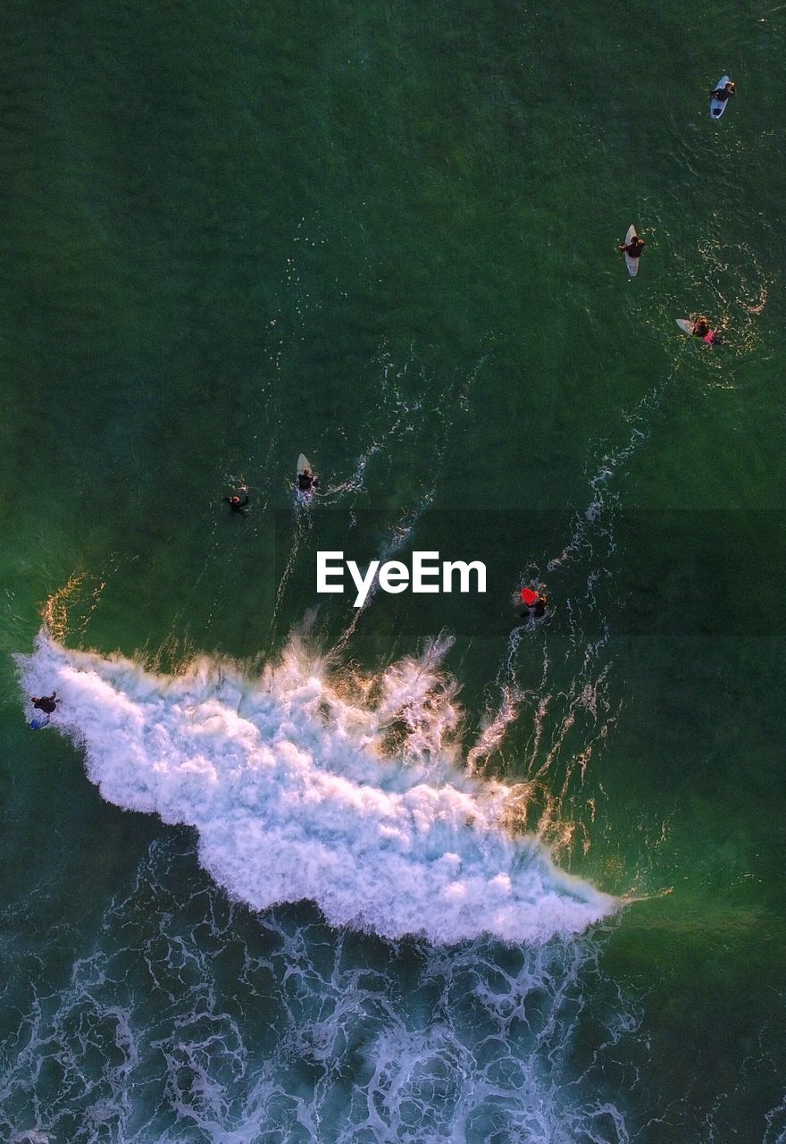 Aerial view of wave in ocean