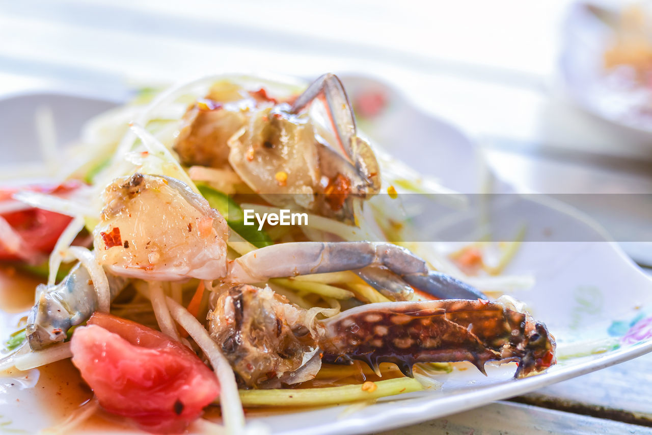 CLOSE-UP OF MEAT SERVED IN PLATE