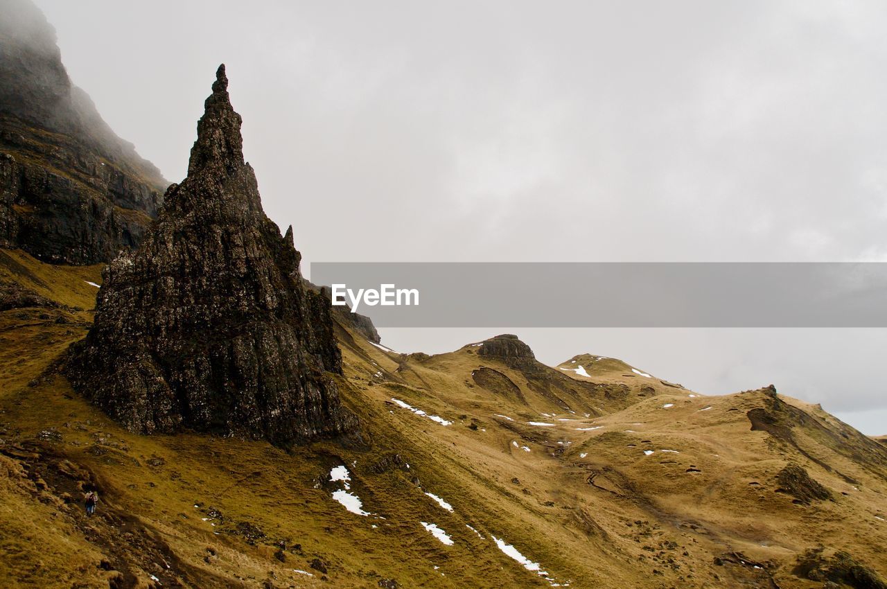 Low angle view of mountain range against sky