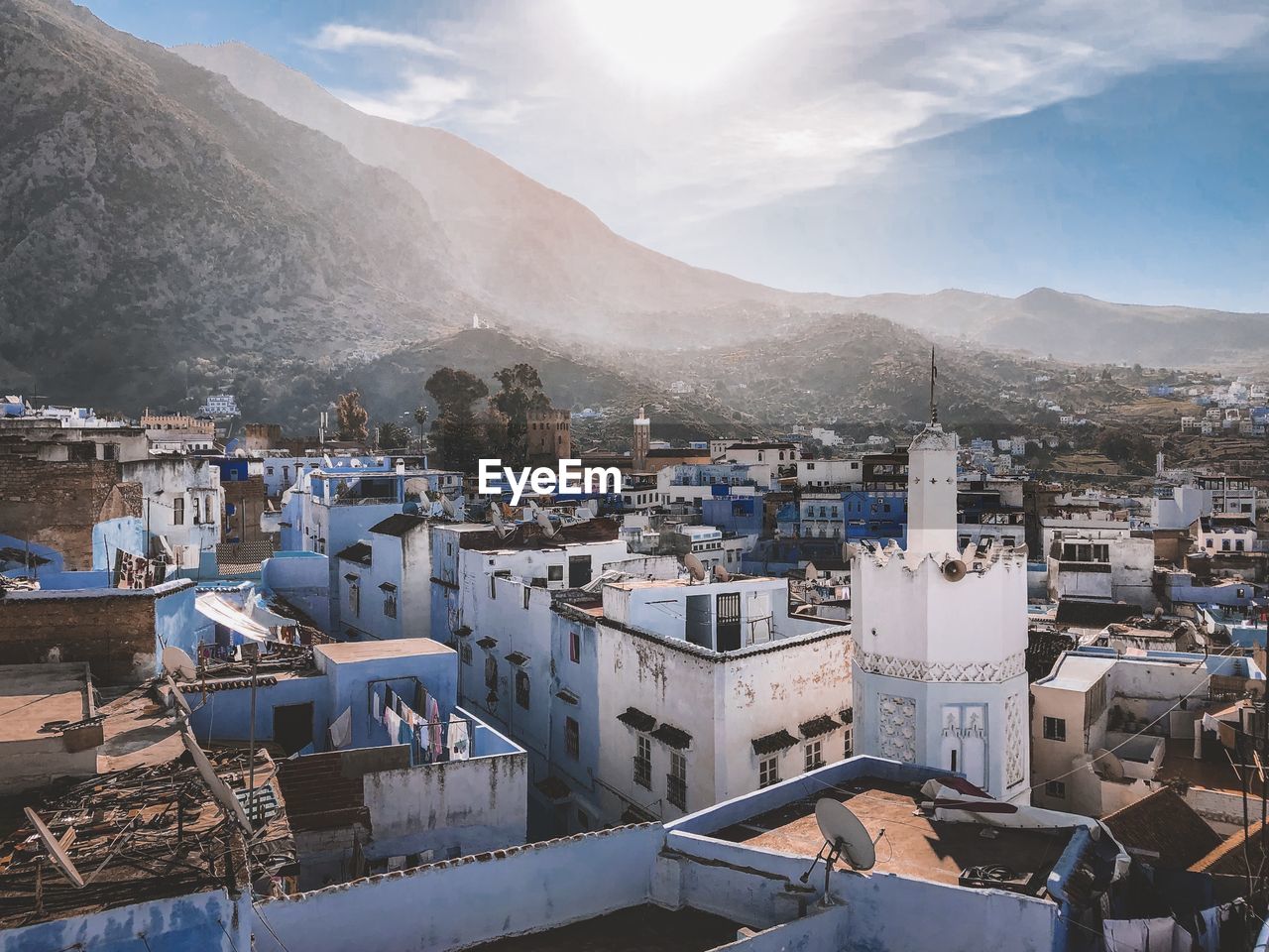 High angle view of townscape against sky