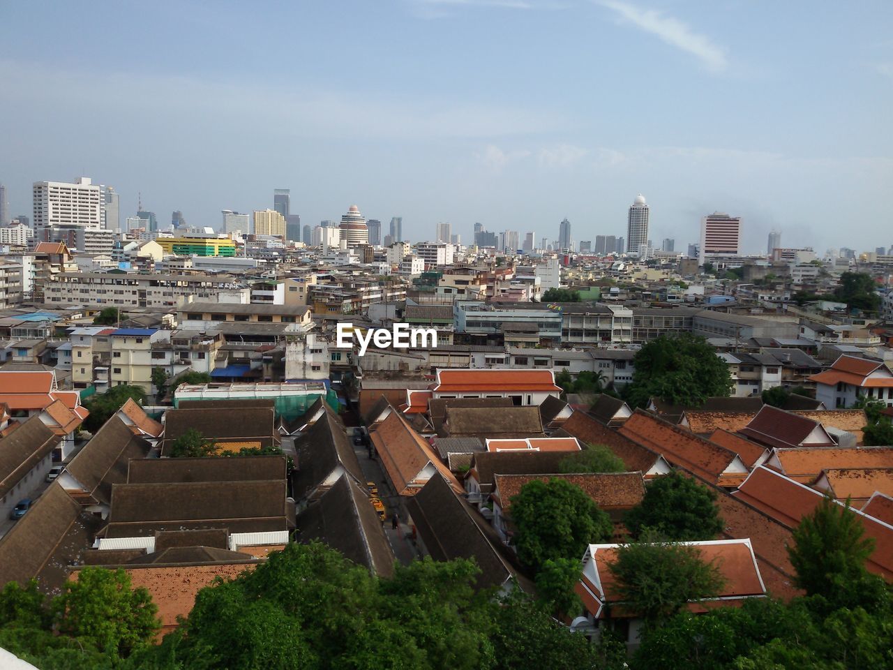 High angle view of cityscape against sky