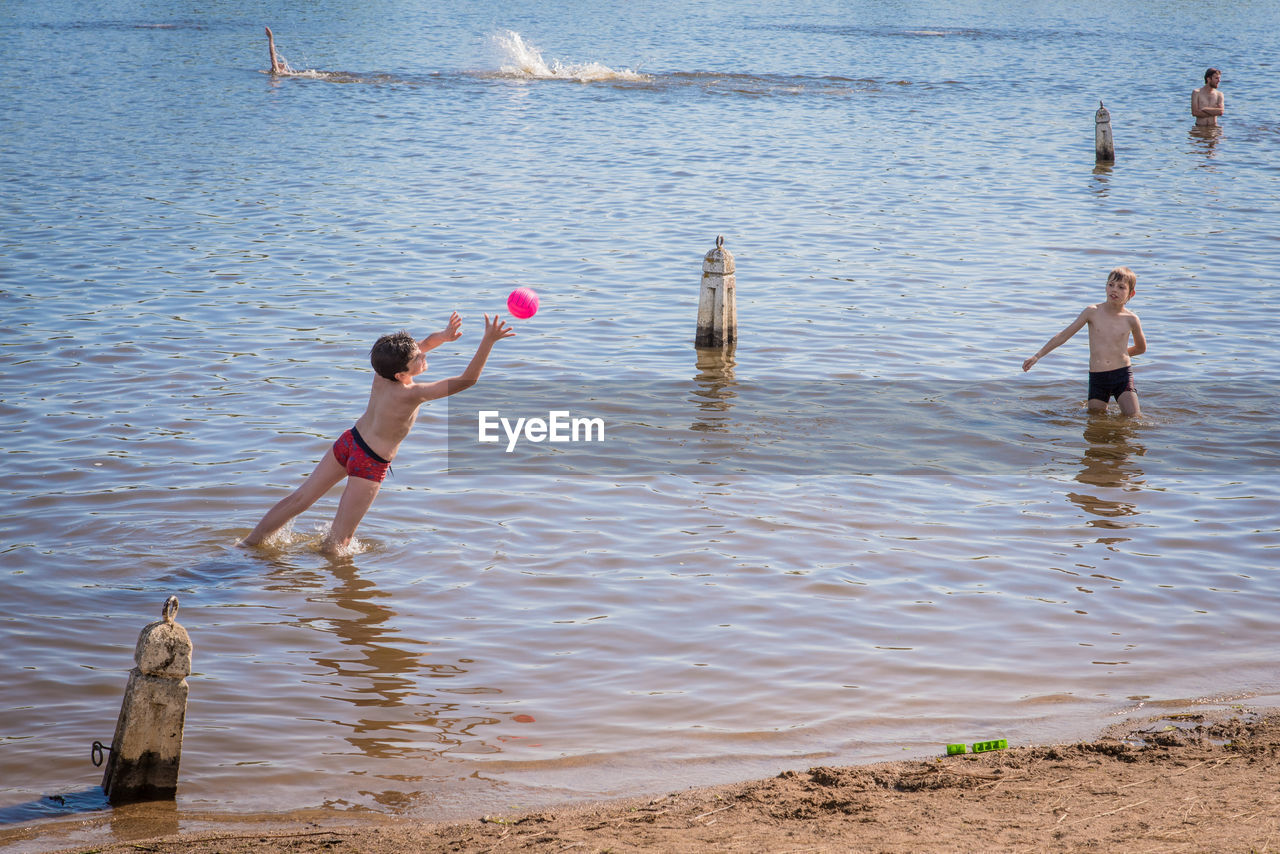 Boys in lake