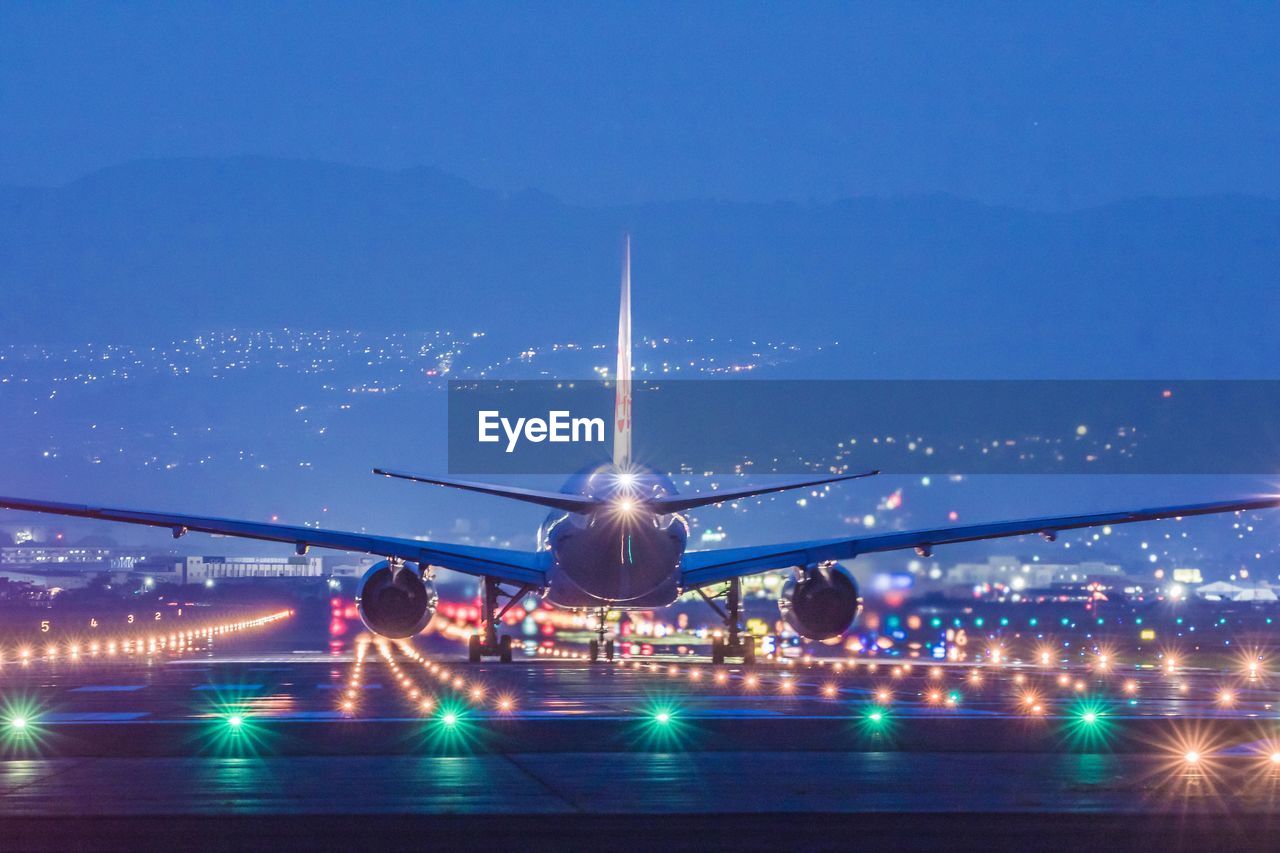 View of airplane at night