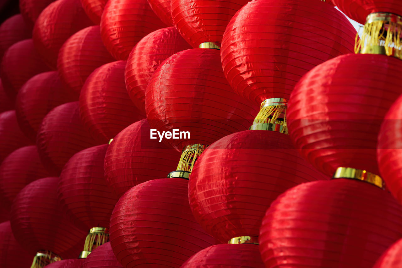 Full frame shot of red lanterns