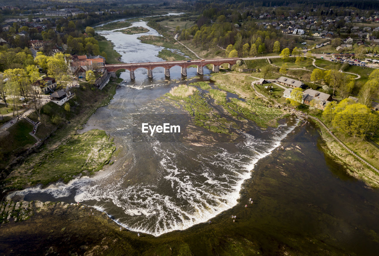 High angle view of bridge over river