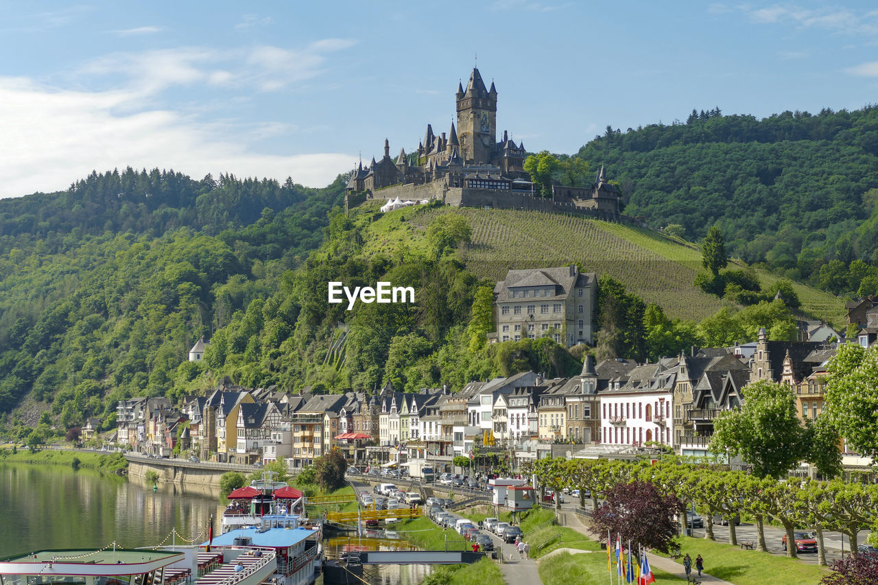 Scenery around cochem, a town at moselle river in rhineland-palatinate, germany, at summer time