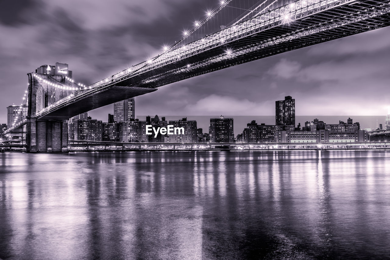 City skyline against cloudy sky