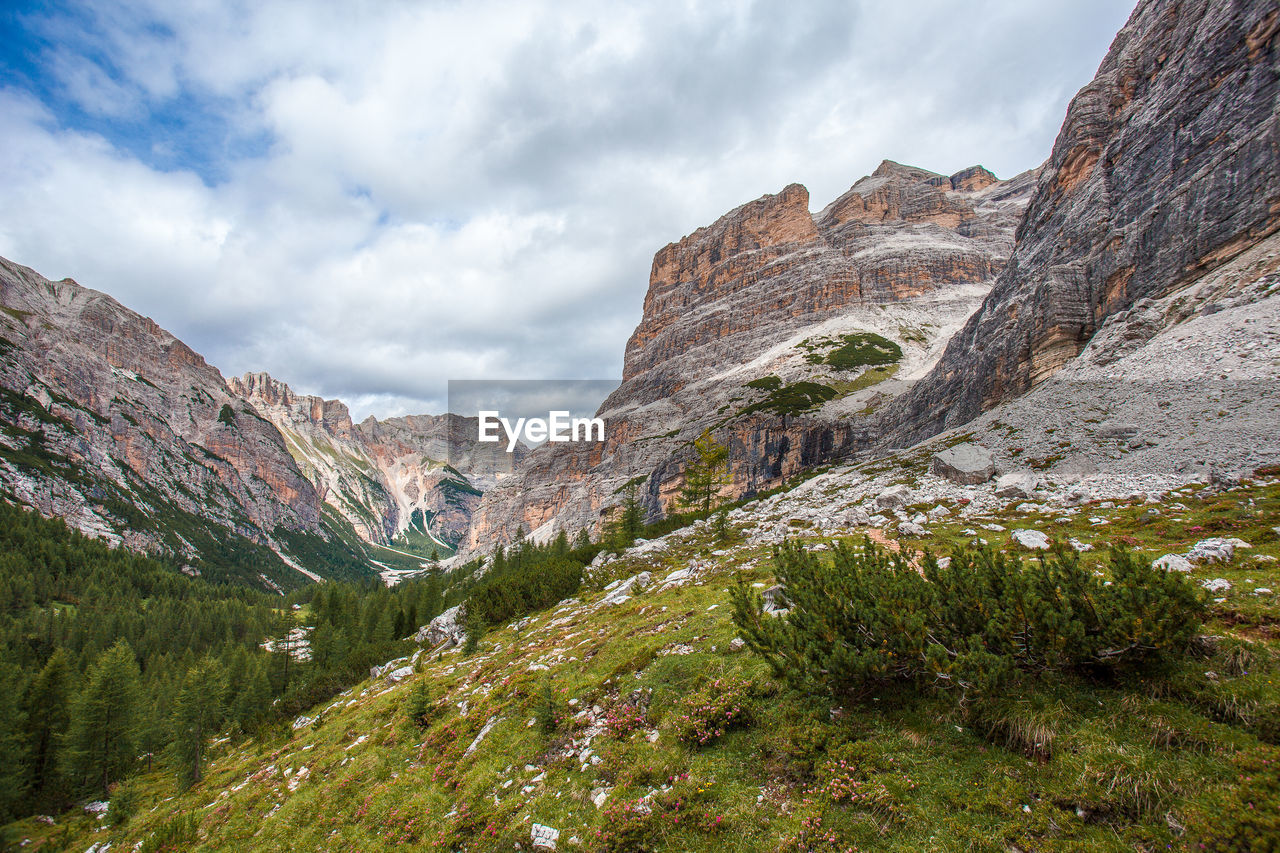 Scenic view of mountains against sky