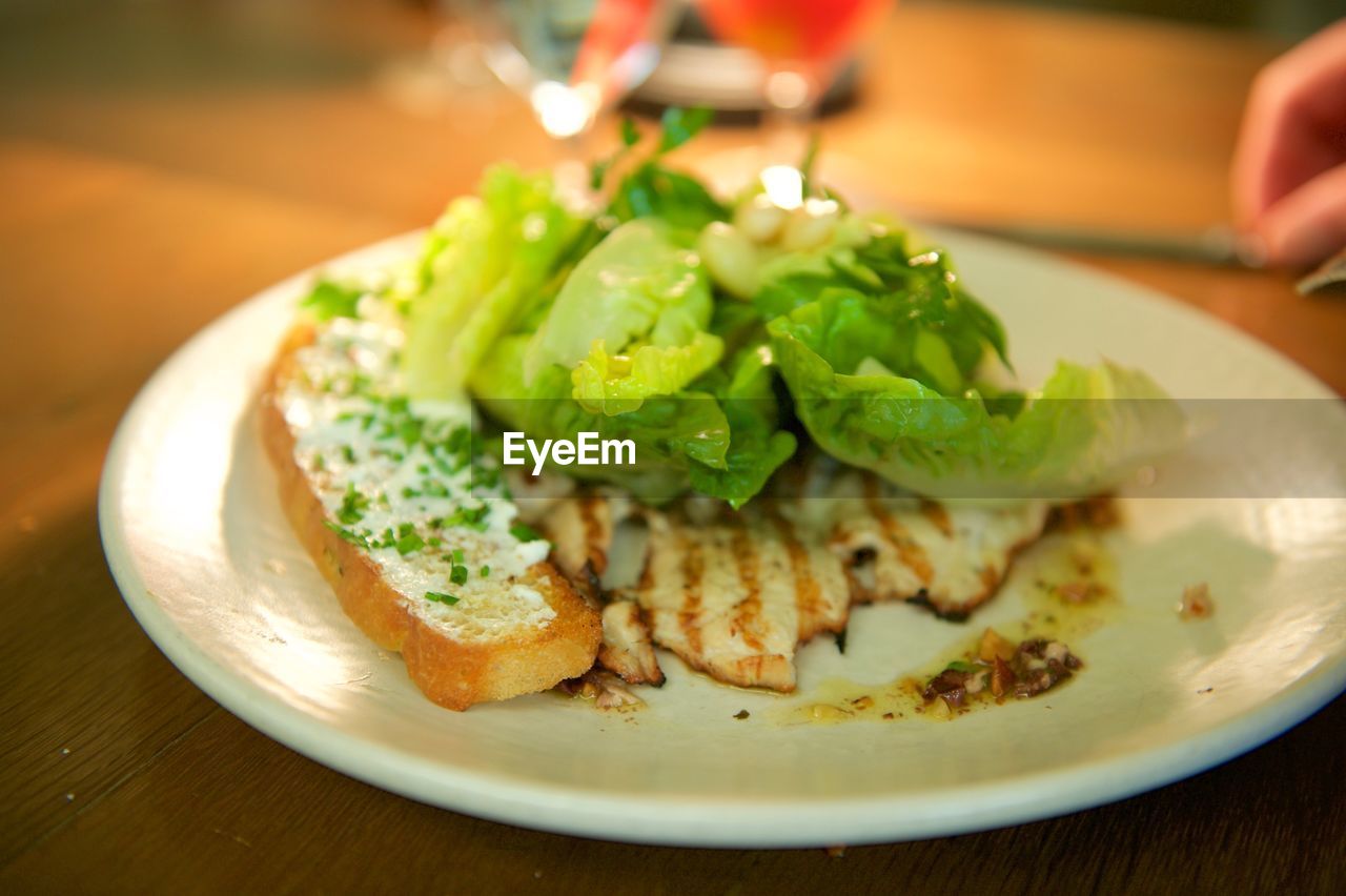 Close-up of food in plate on table