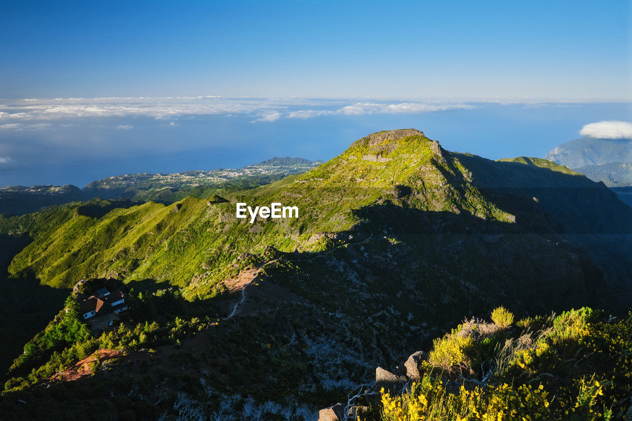 high angle view of landscape against sky