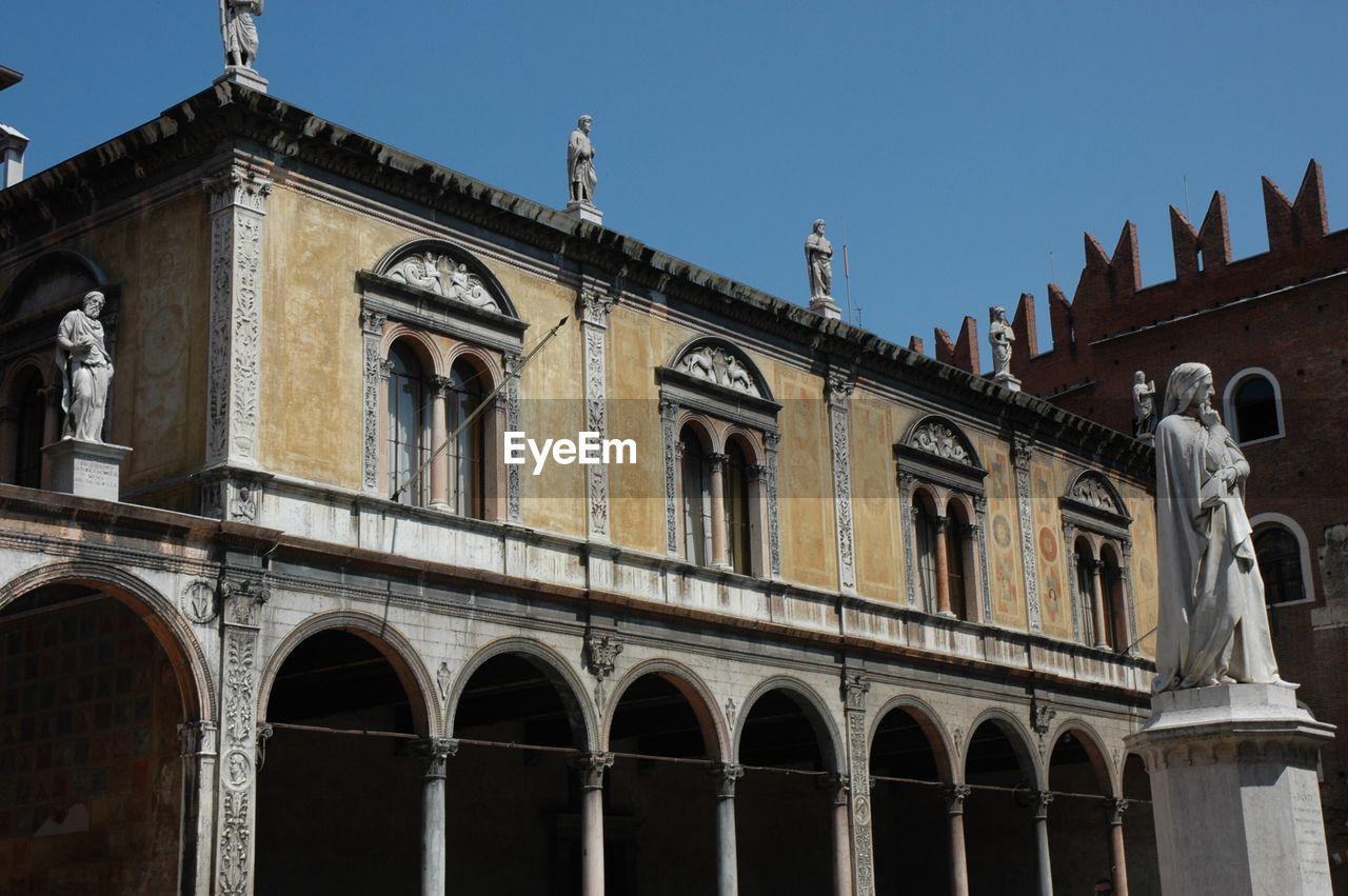 Low angle view of historical building against clear sky