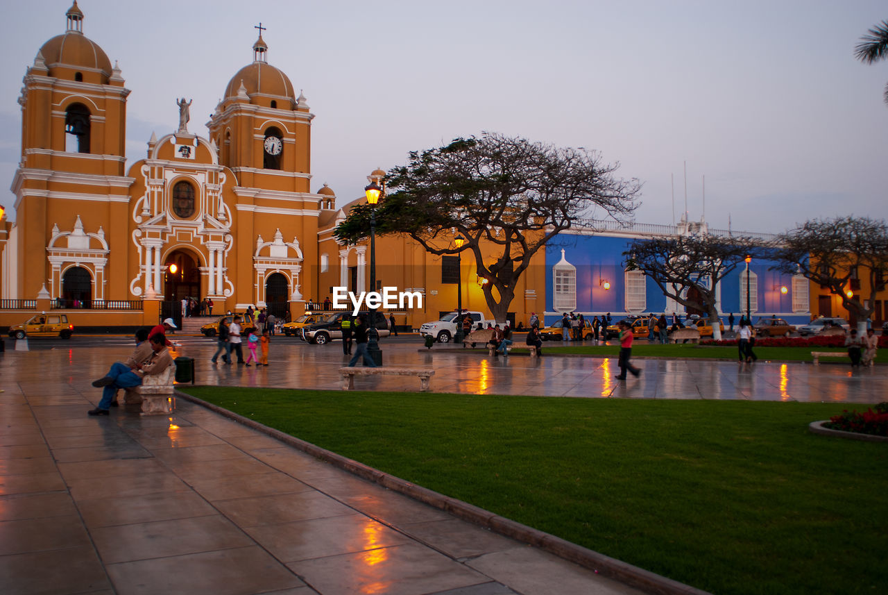 Group of people in front of building