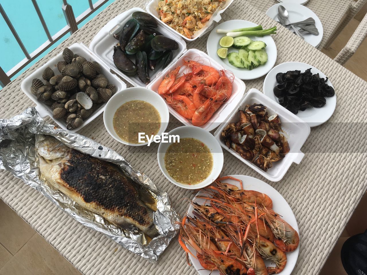 HIGH ANGLE VIEW OF MEAL SERVED IN PLATE