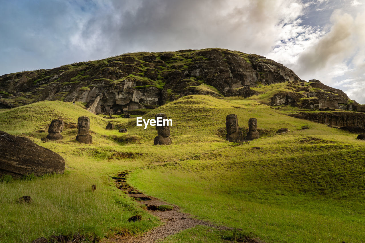 A photo depicting the famous moai of rapa nui aka easter island