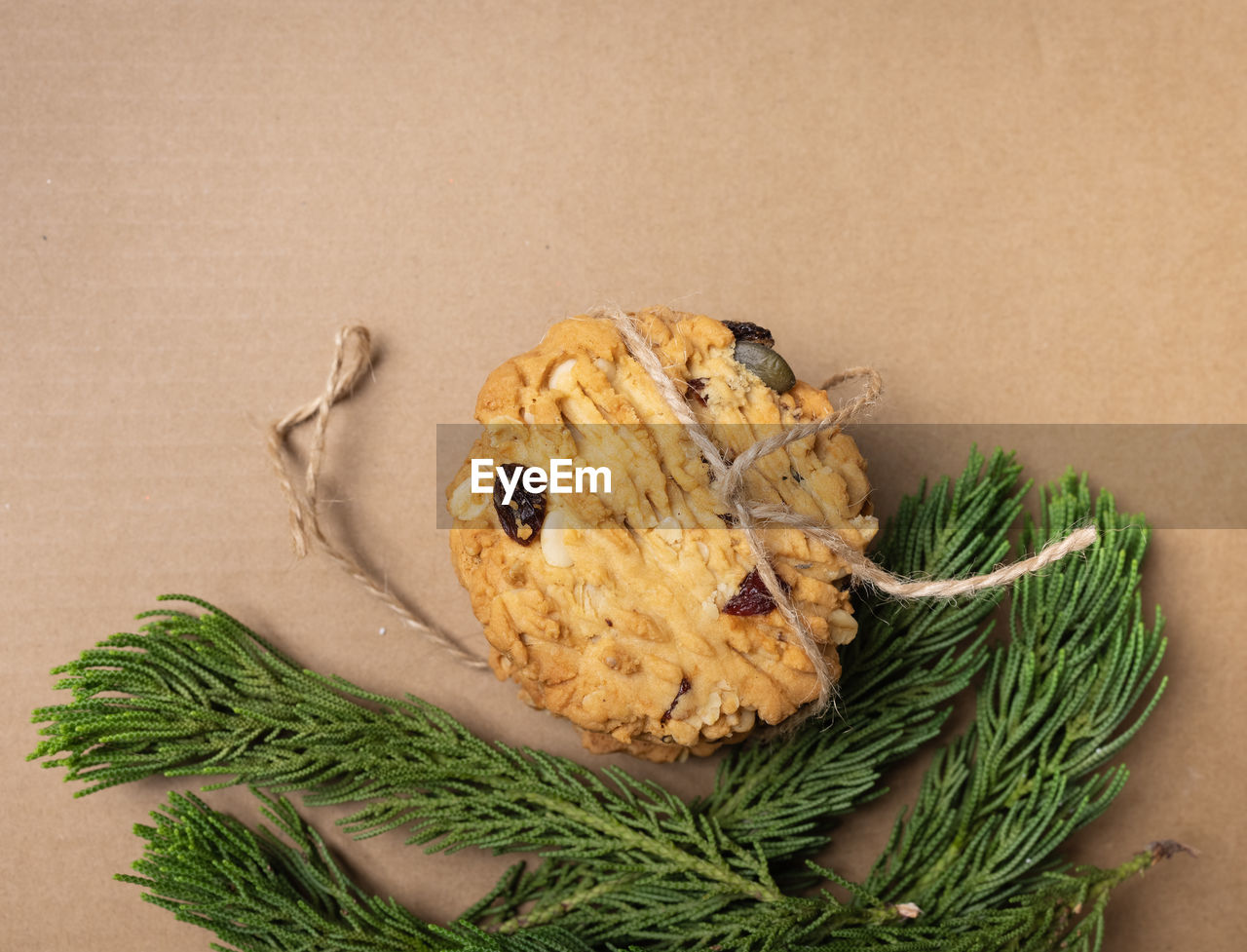 HIGH ANGLE VIEW OF COOKIES ON PLATE