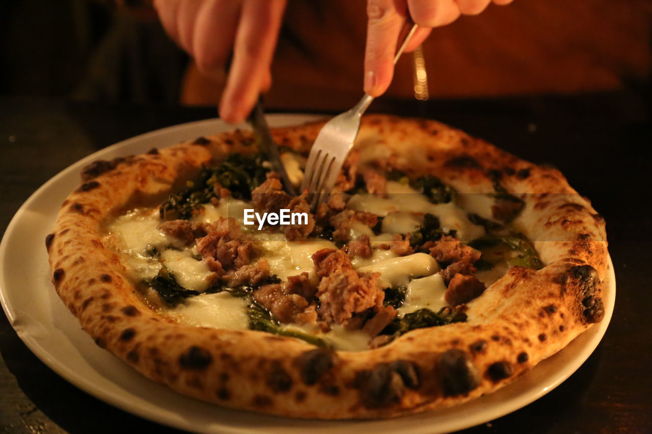 CLOSE-UP OF PIZZA IN PLATE