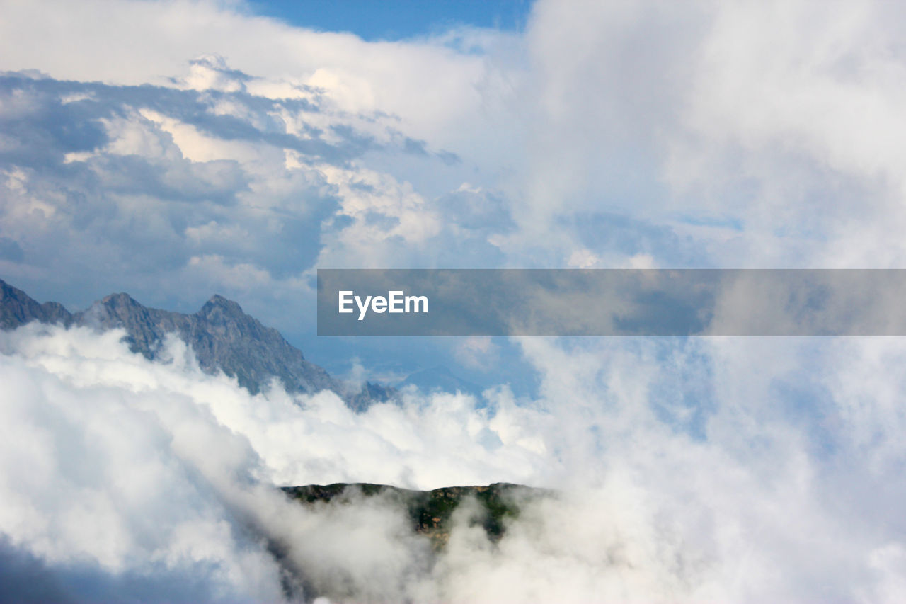 Mountain landscape and beautiful view in georgia, above the clouds , alpine zone