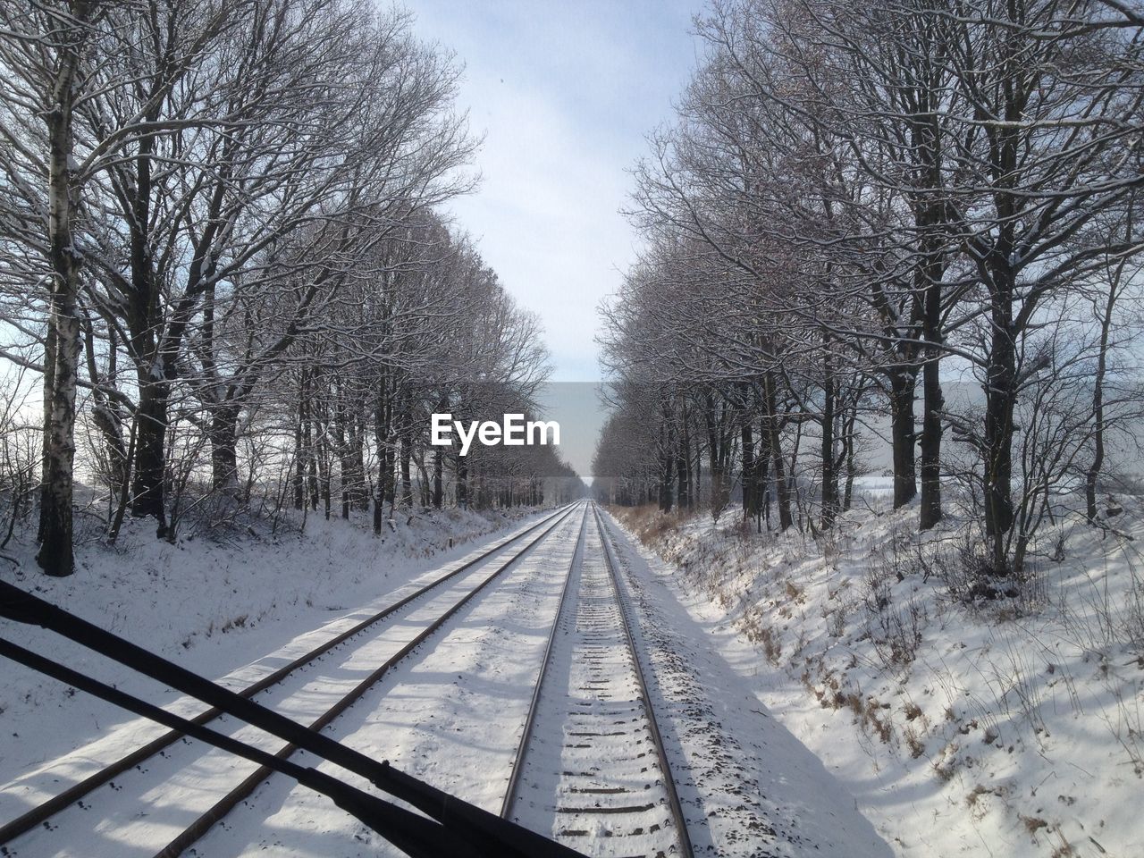 Snow covered railroad track