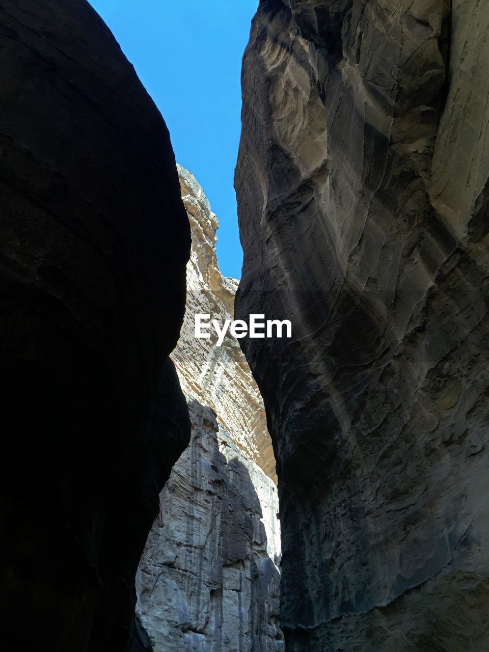 Low angle view of rock formations