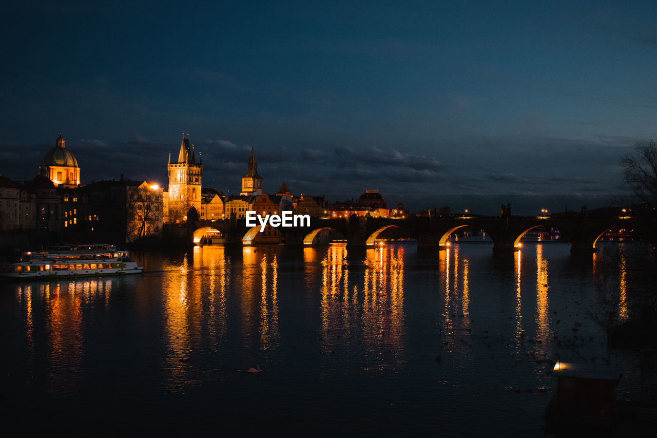 Charles bridge in prague with reflections in the water