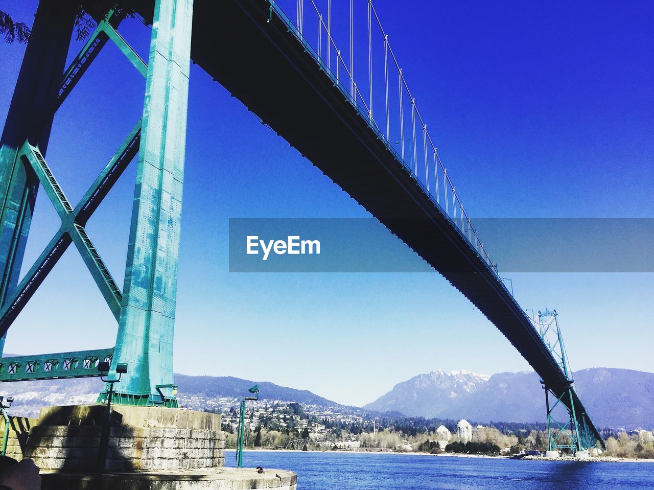 Low angle view of bridge against clear sky