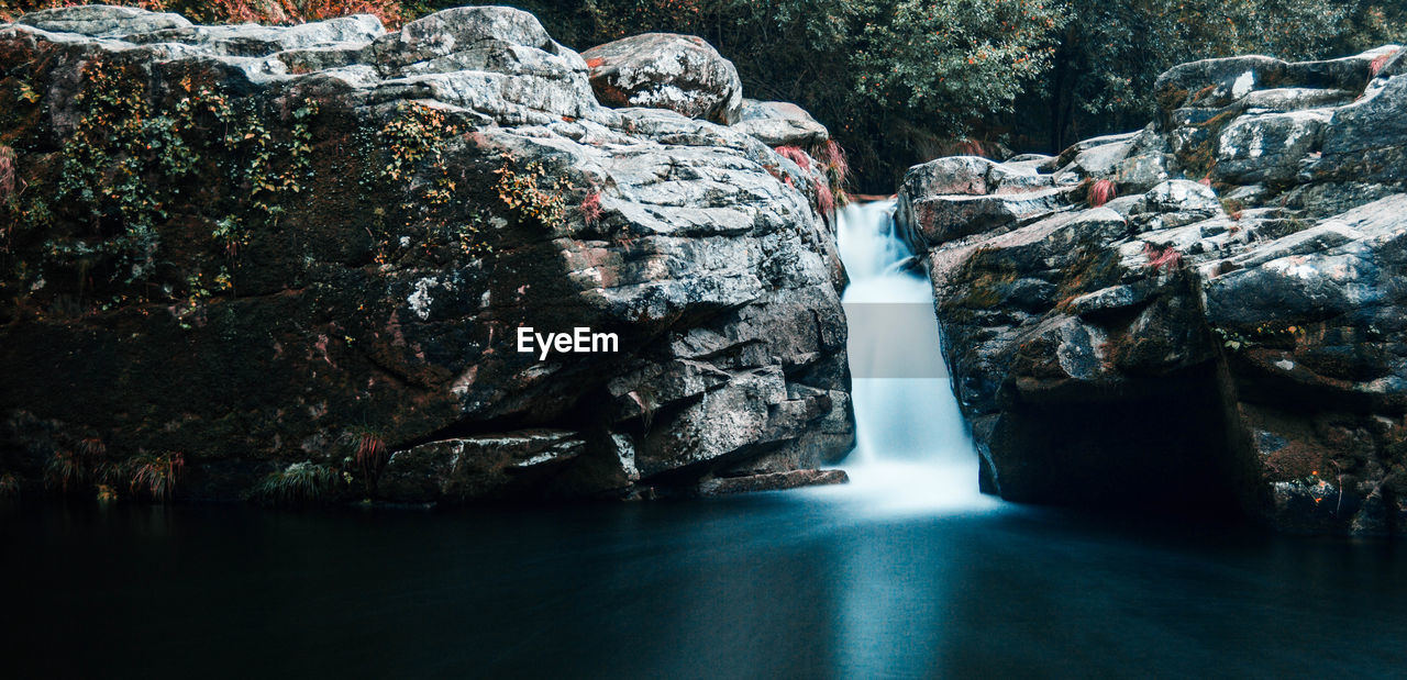 Scenic view of waterfall