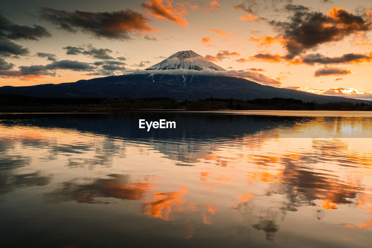 SCENIC VIEW OF LAKE DURING SUNSET