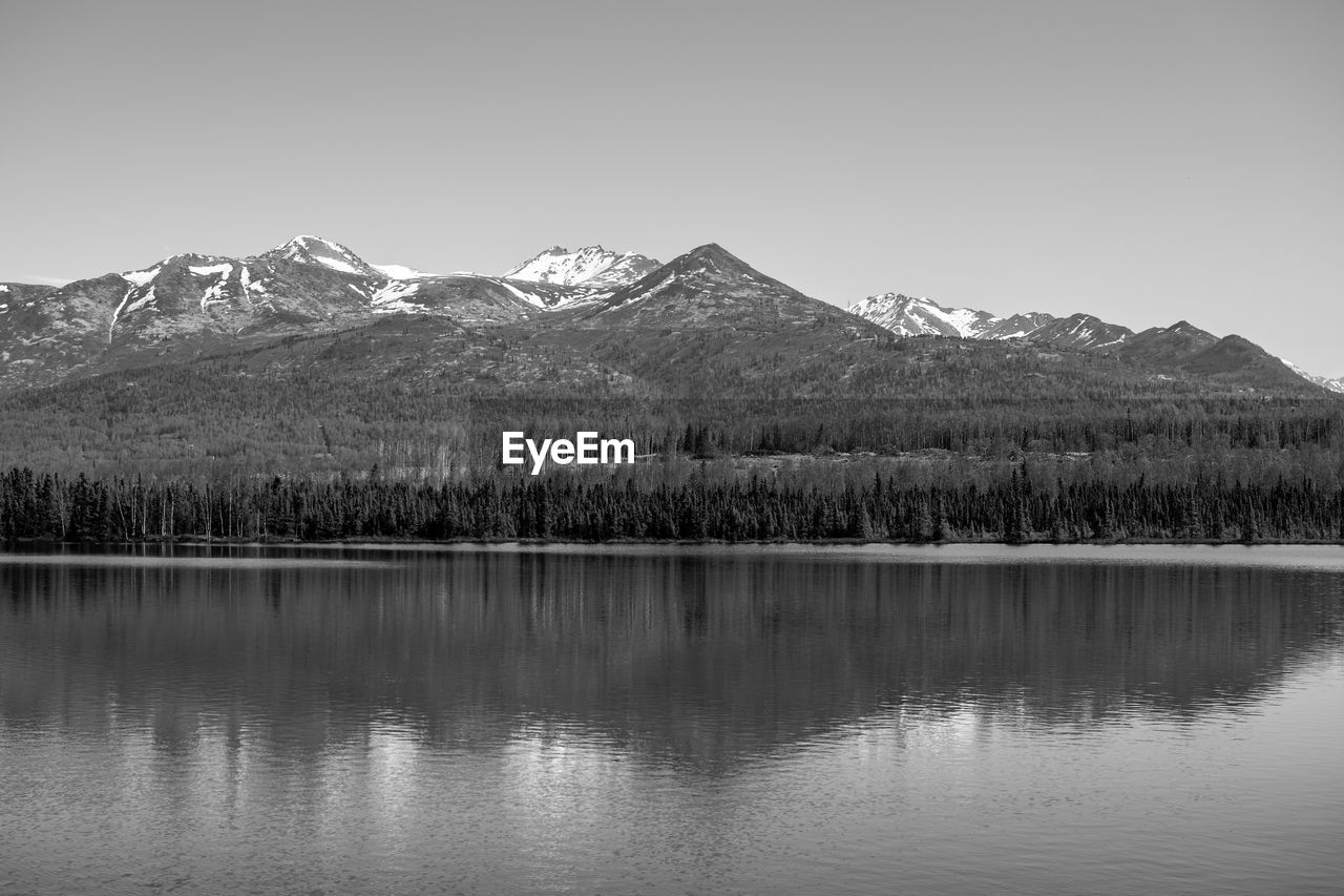 SCENIC VIEW OF LAKE BY MOUNTAINS AGAINST SKY