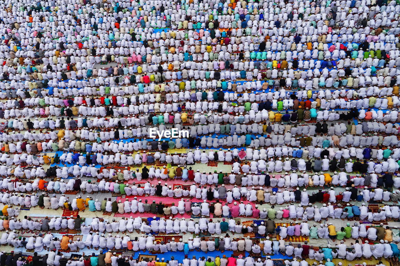 Uncounted devotee. thousands and thousands muslims people are doing their holy prayer during eid.