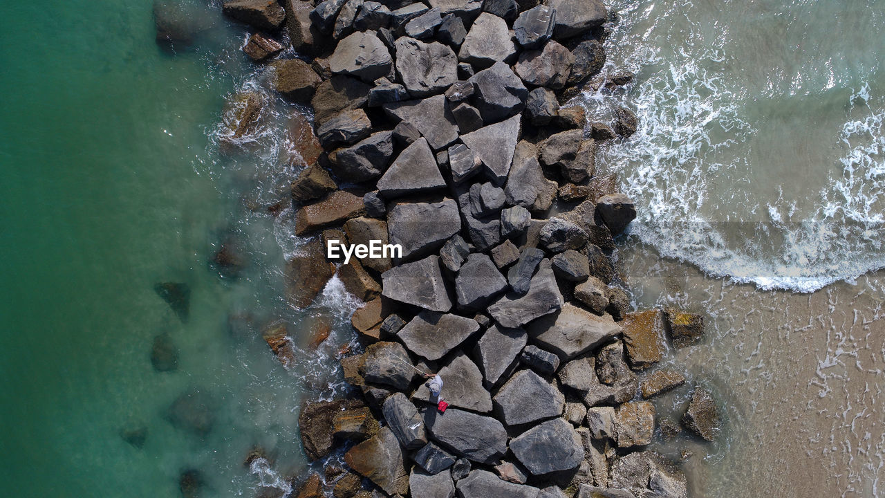 High angle view of sea shore