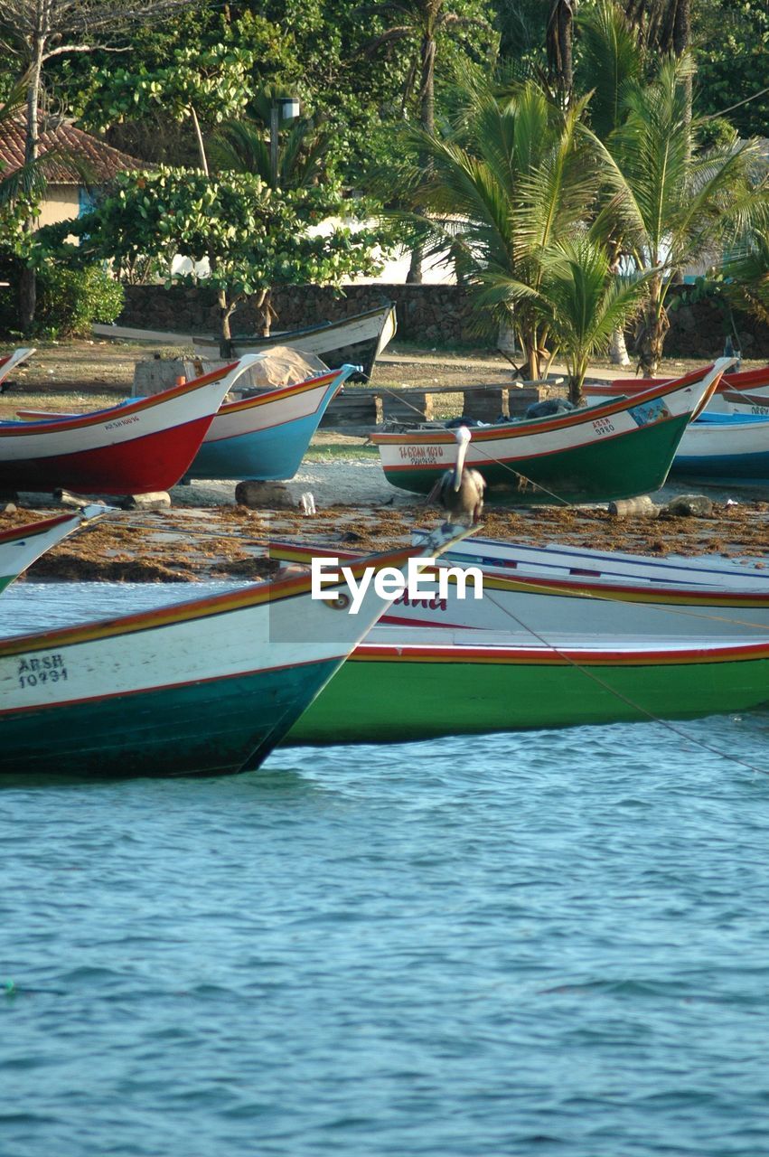 BOATS MOORED AT SEA