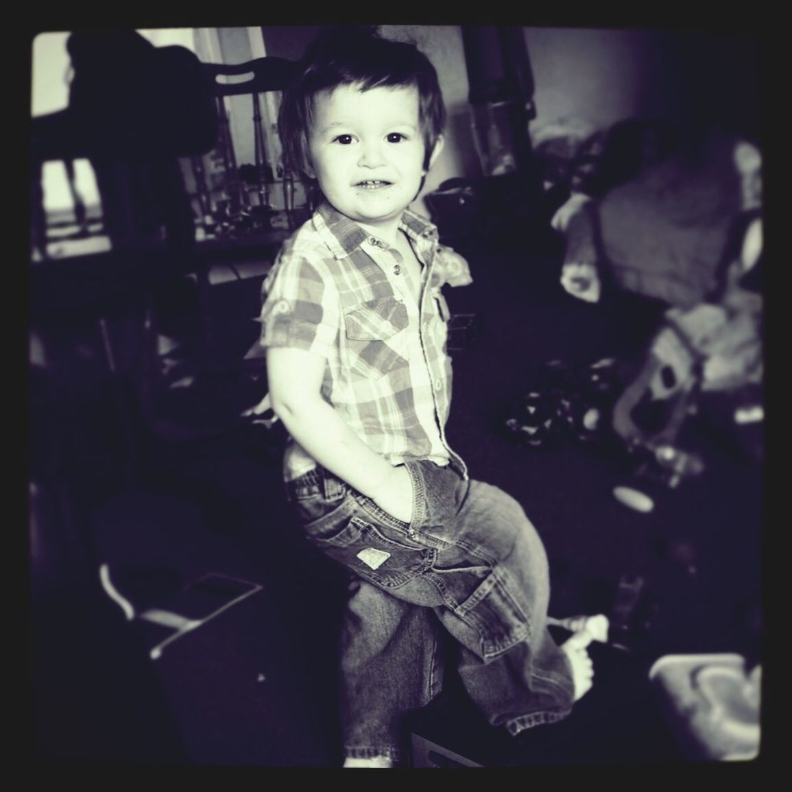 Portrait of cute boy at home