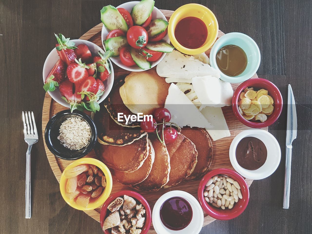 Close-up high angle view of food on table